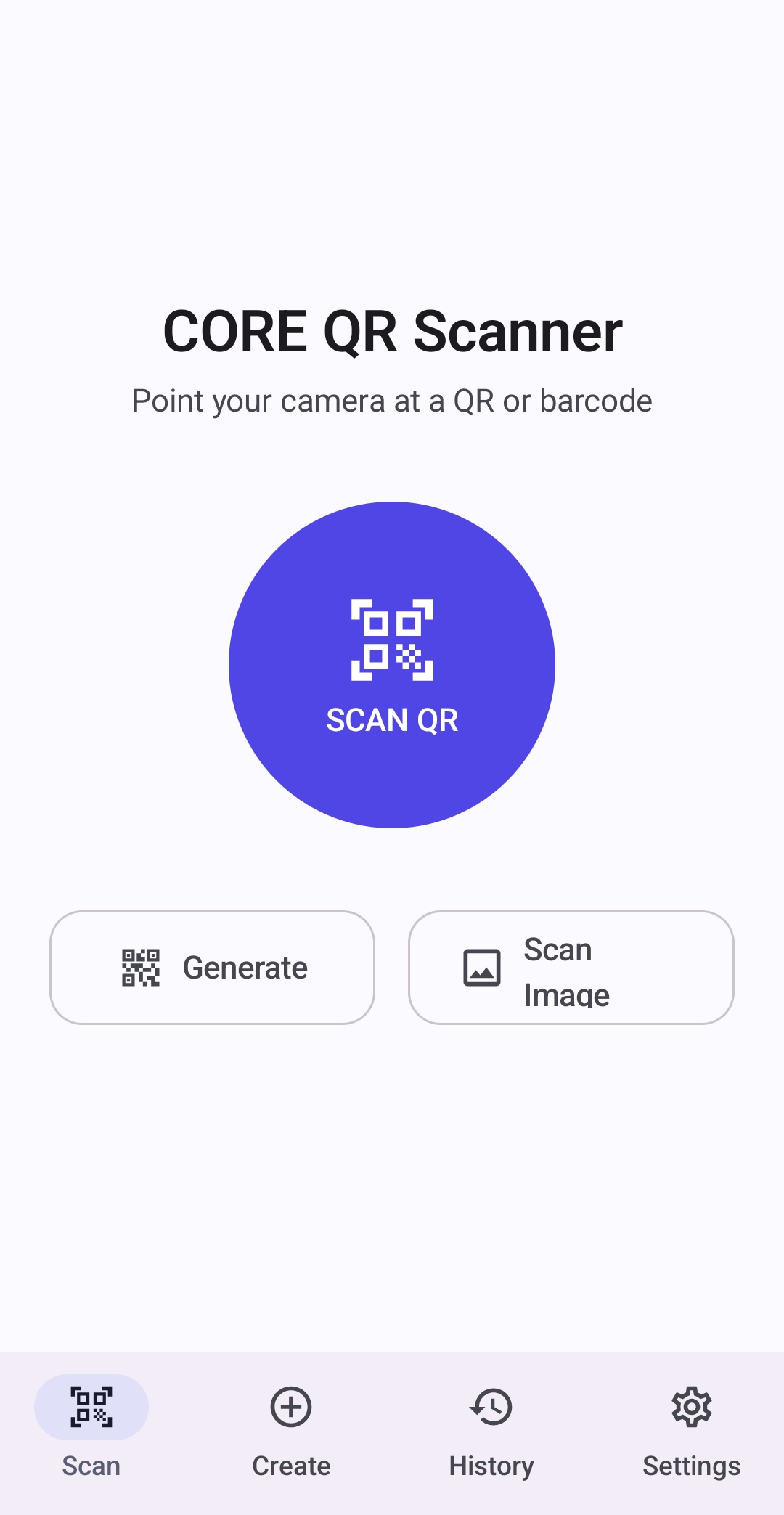 Real CORE QR Scanner interface