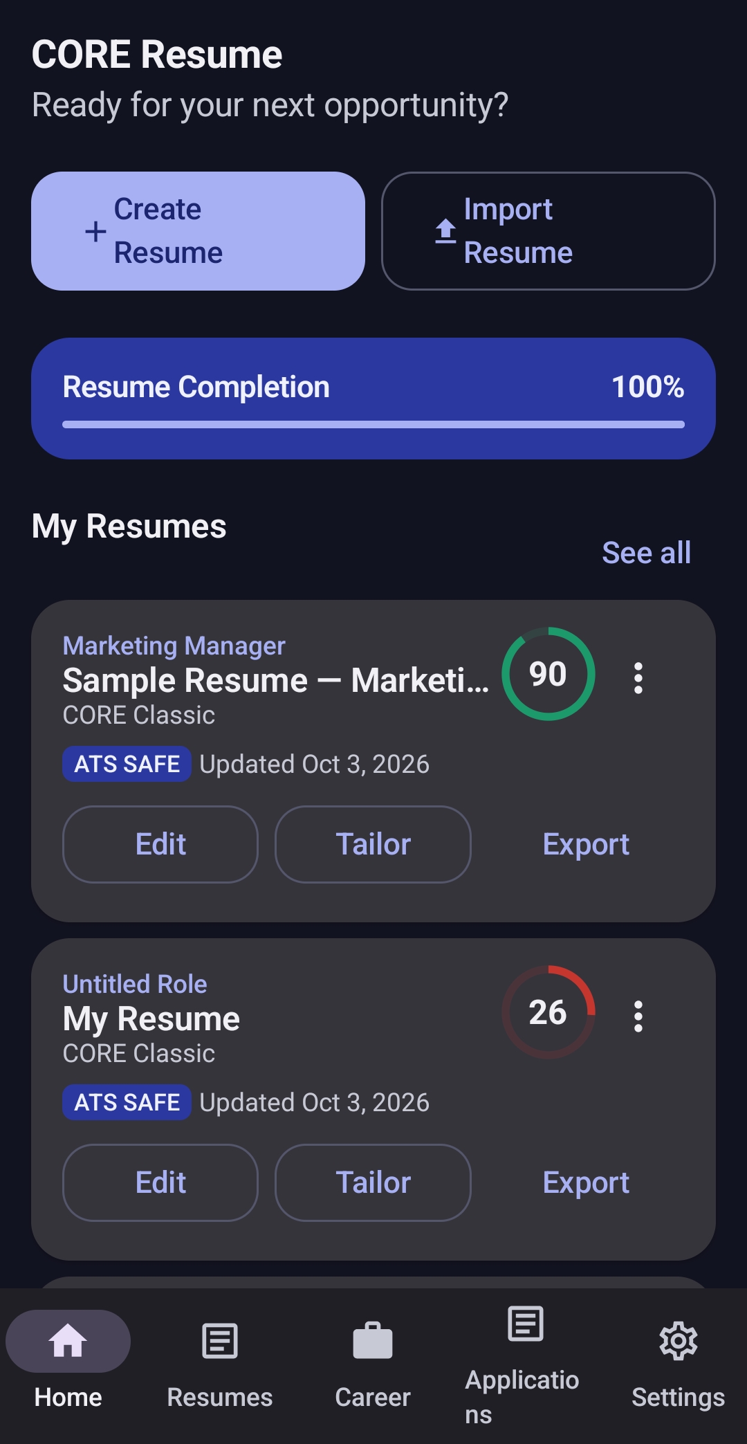 CORE Resume — Your resume workspace