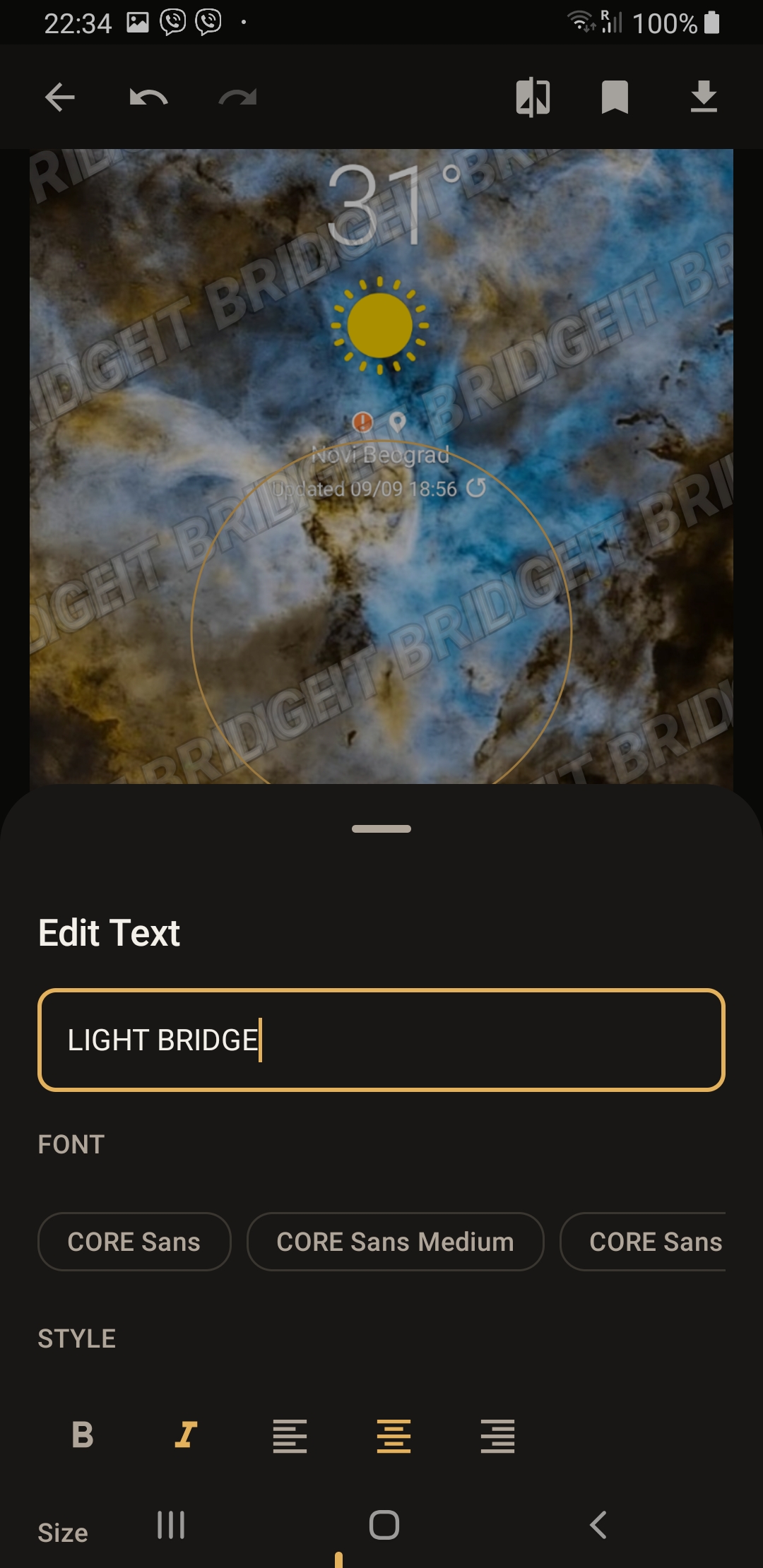 Real CORE Watermark editor applying a copyright mark